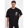 Erkek Melek Baskılı Oversize T-shirt - Siyah - 92664 Erkek Melek Baskılı Oversize T-shirt - Siyah - 92664