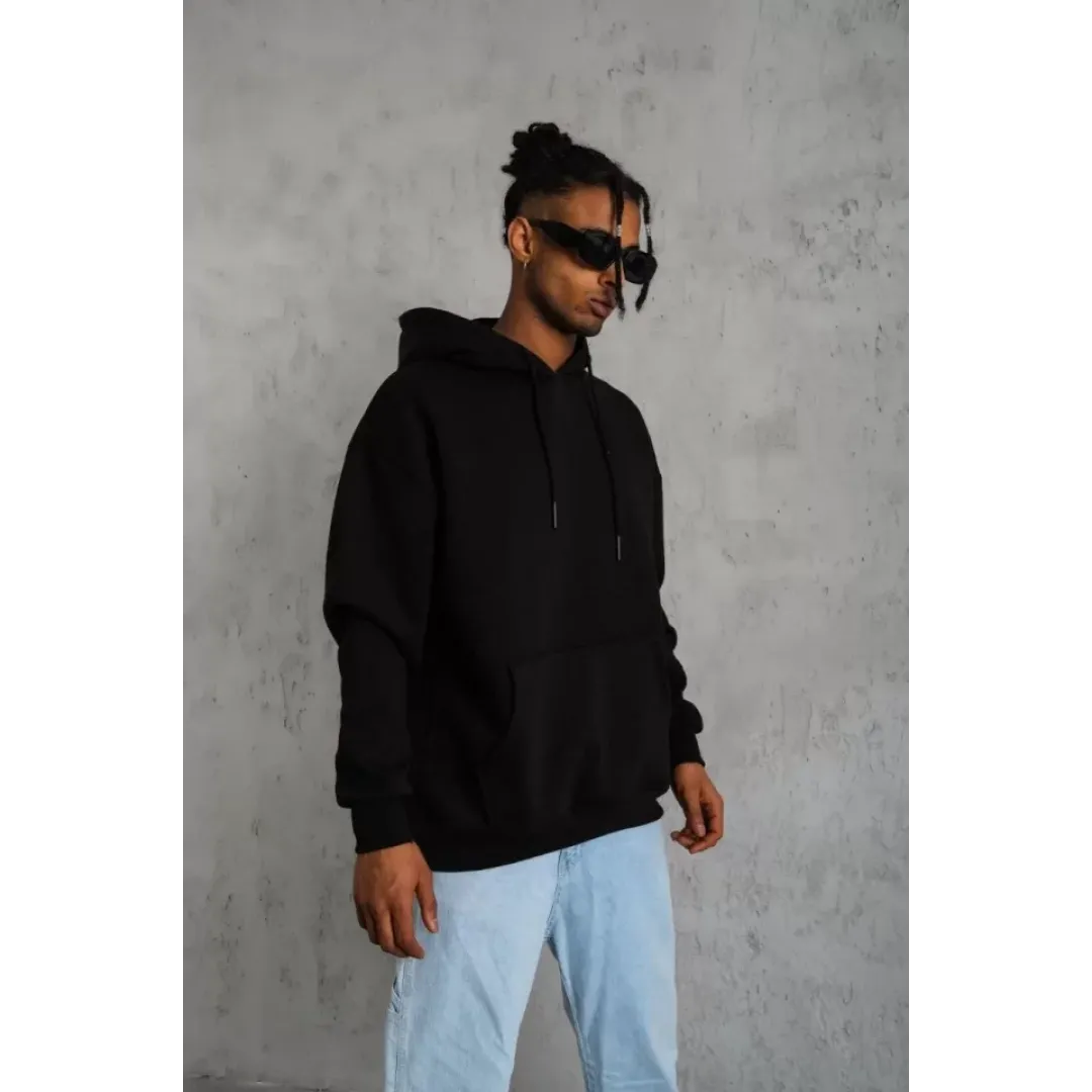 Erkek Düz Kapüşonlu Sweat - Siyah - 92679 Erkek Düz Kapüşonlu Sweat - Siyah - 92679