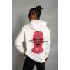 Erkek Maske Baskılı Kapüşonlu Sweat - Beyaz - 92684