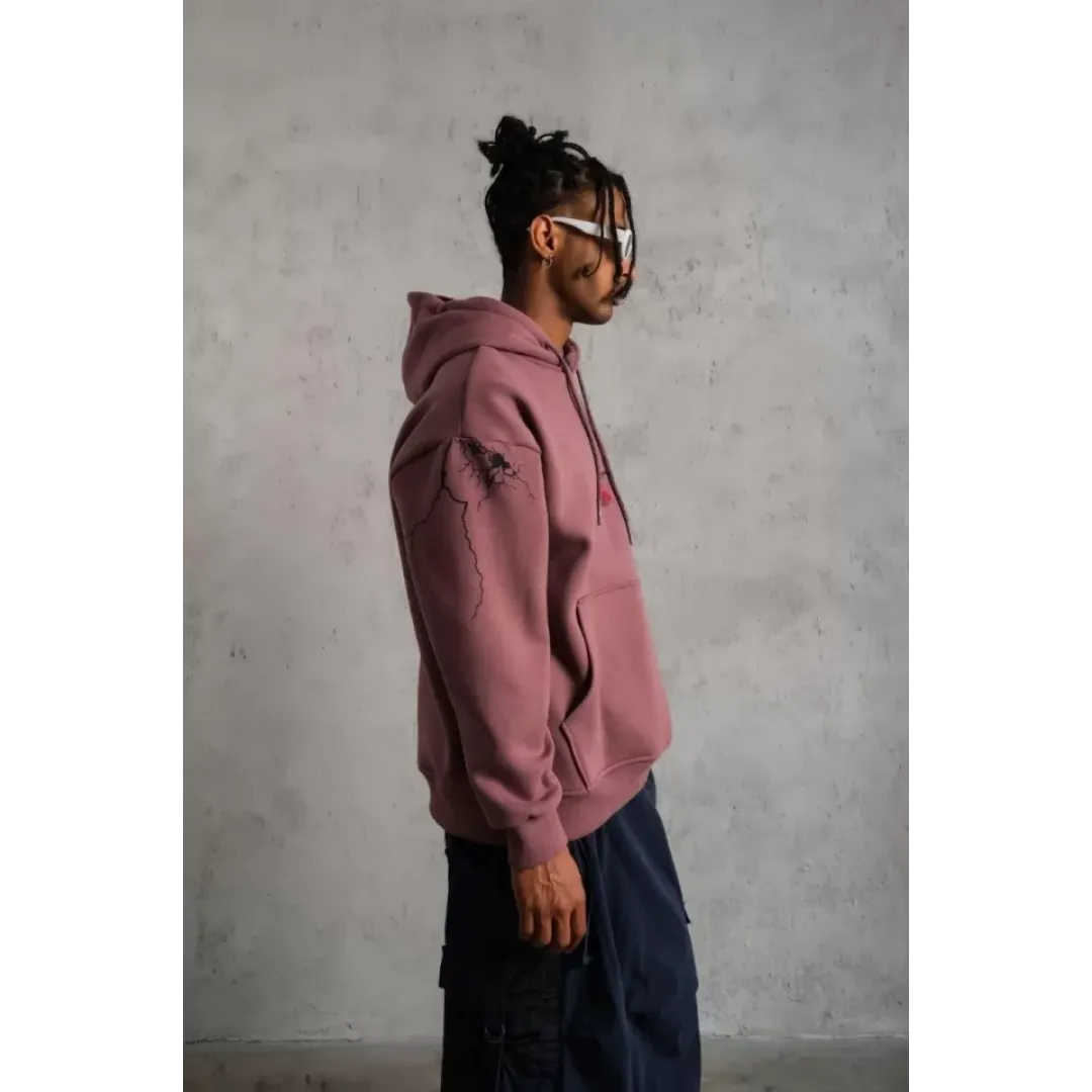 Erkek Maske Baskılı Kapüşonlu Sweat - Gül Kurusu - 92685 Erkek Maske Baskılı Kapüşonlu Sweat - Gül Kurusu - 92685