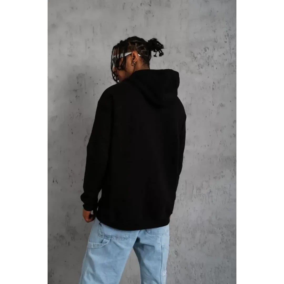 Erkek DANKES Baskılı Kapüşonlu Sweat - Siyah - 92686 Erkek DANKES Baskılı Kapüşonlu Sweat - Siyah - 92686