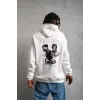 Erkek Kol Ve Etek Ribana Baskılı Kapüşonlu Sweat - Beyaz - 92698 Erkek Kol Ve Etek Ribana Baskılı Kapüşonlu Sweat - Beyaz - 92698
