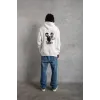 Erkek Kol Ve Etek Ribana Baskılı Kapüşonlu Sweat - Beyaz - 92698 Erkek Kol Ve Etek Ribana Baskılı Kapüşonlu Sweat - Beyaz - 92698