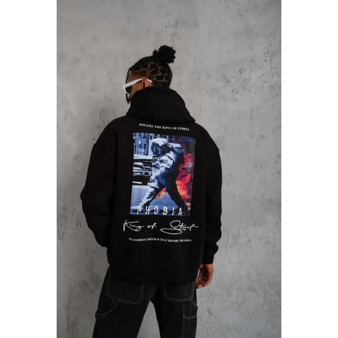 Erkek Astronot Baskılı Kapüşonlu Sweat - Siyah - 92699 Erkek Astronot Baskılı Kapüşonlu Sweat - Siyah - 92699