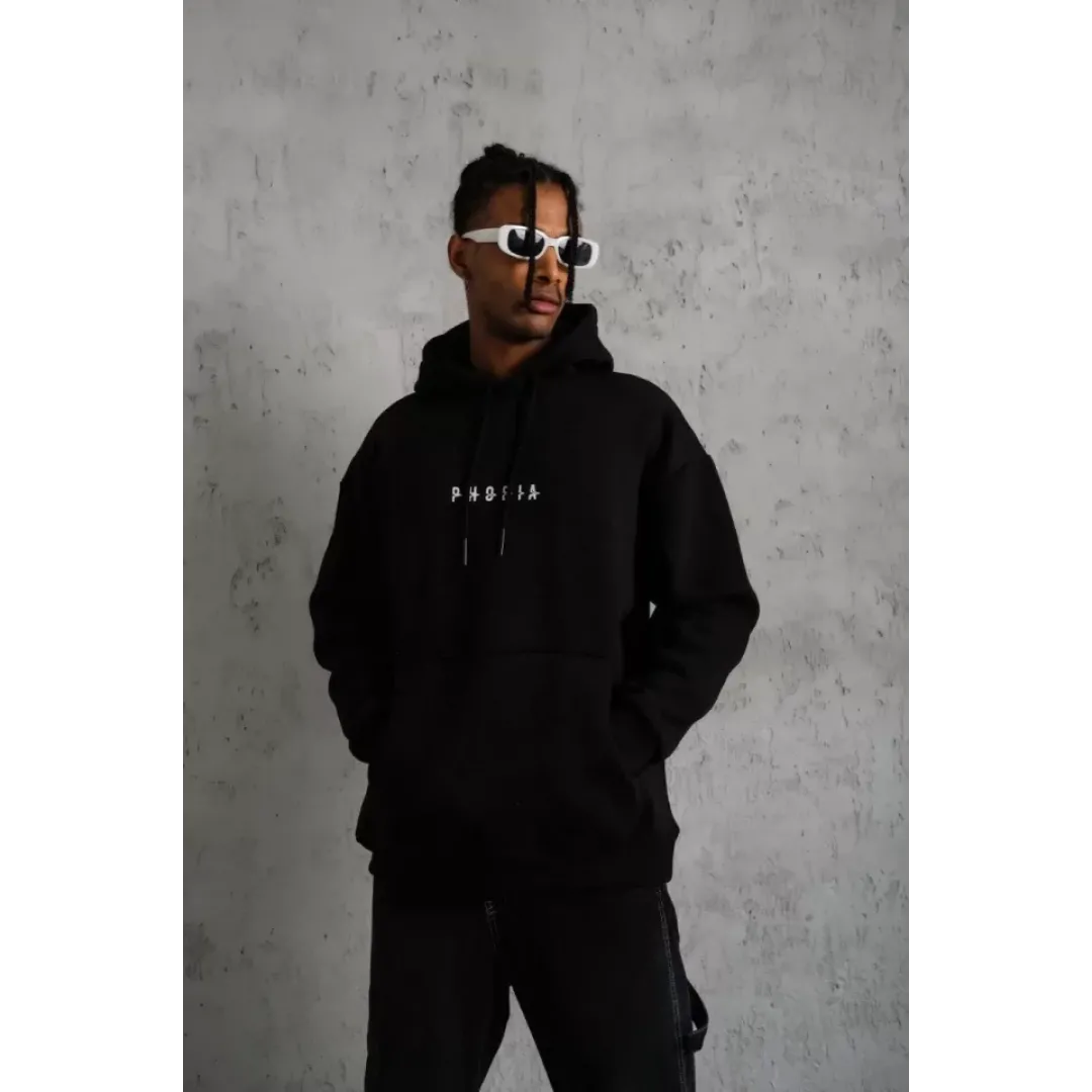 Erkek Astronot Baskılı Kapüşonlu Sweat - Siyah - 92699 Erkek Astronot Baskılı Kapüşonlu Sweat - Siyah - 92699