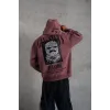 Erkek Paradise Baskılı Kapüşonlu Sweat - Gül Kurusu - 92702