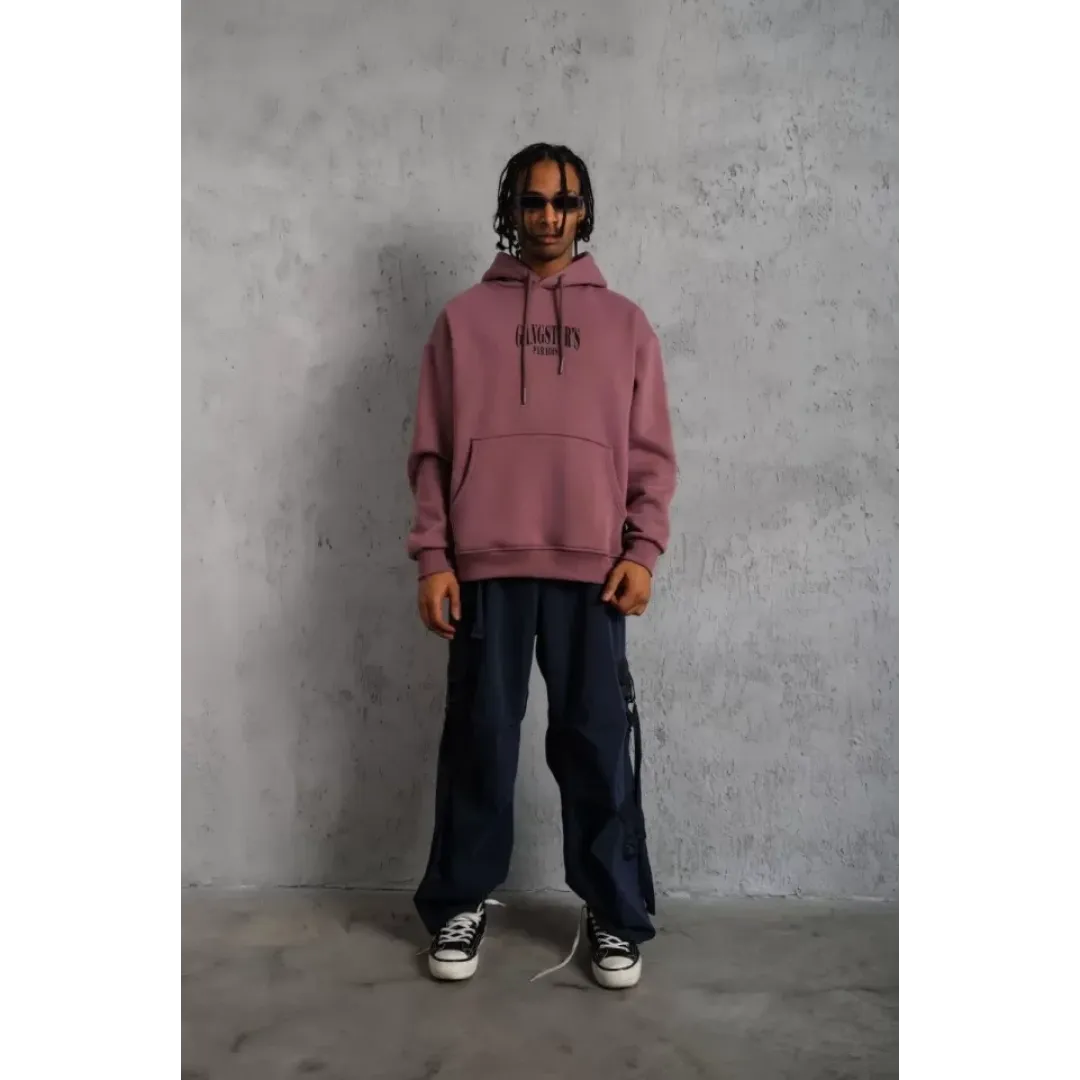Erkek Paradise Baskılı Kapüşonlu Sweat - Gül Kurusu - 92702