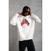 Erkek Eldiven Baskılı Kapüşonlu Sweat - Beyaz - 92704 Erkek Eldiven Baskılı Kapüşonlu Sweat - Beyaz - 92704