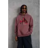 Erkek Eldiven Baskılı Kapüşonlu Sweat - Gül Kurusu - 92705 Erkek Eldiven Baskılı Kapüşonlu Sweat - Gül Kurusu - 92705