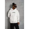 Erkek Üç İplik Baskılı Kapüşonlu Sweat - Beyaz - 92707 Erkek Üç İplik Baskılı Kapüşonlu Sweat - Beyaz - 92707