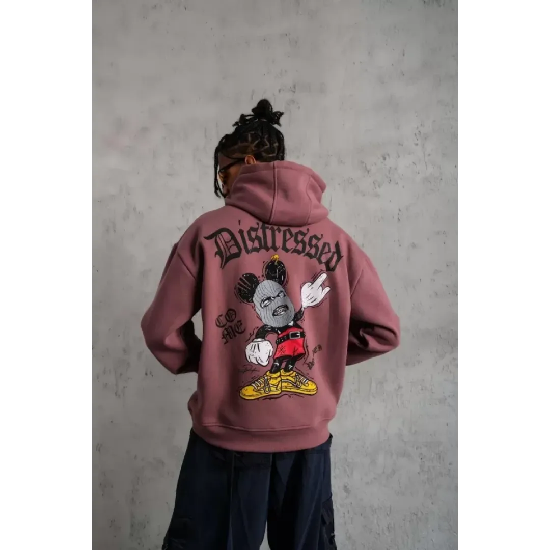 Erkek Üç İplik Baskılı Kapüşonlu Sweat - Gül Kurusu - 92709 Erkek Üç İplik Baskılı Kapüşonlu Sweat - Gül Kurusu - 92709