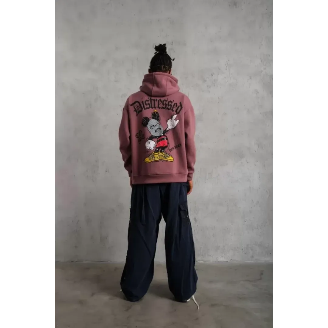 Erkek Üç İplik Baskılı Kapüşonlu Sweat - Gül Kurusu - 92709 Erkek Üç İplik Baskılı Kapüşonlu Sweat - Gül Kurusu - 92709
