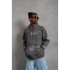 Erkek Baskılı Kapüşonlu Ribanalı Sweat - Gri - 92712