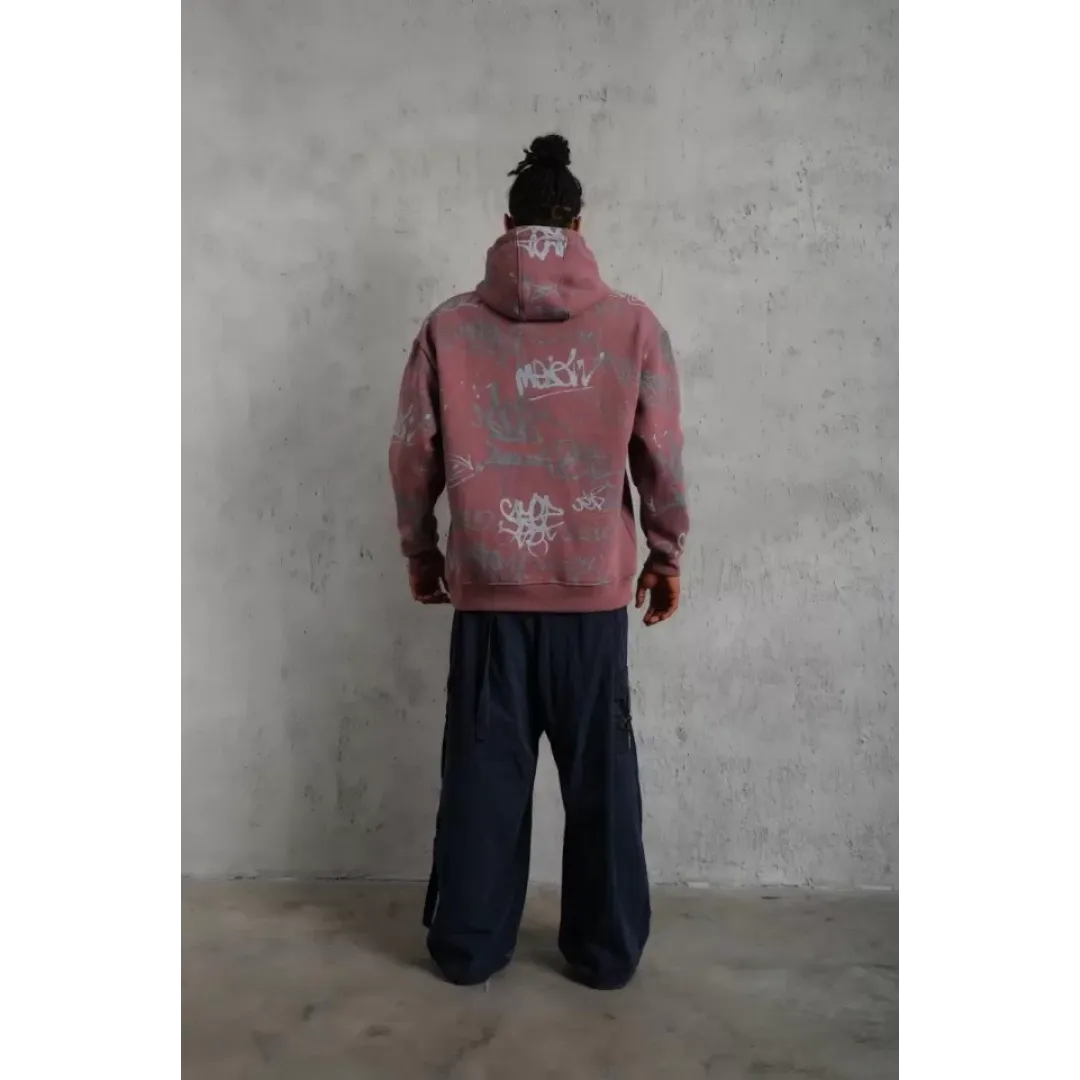 Erkek Baskılı Kapüşonlu Ribanalı Sweat - Gül Kurusu - 92713 Erkek Baskılı Kapüşonlu Ribanalı Sweat - Gül Kurusu - 92713