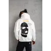 Erkek Kordonlu Maske Baskılı Kapüşonlu Sweat - Beyaz - 92715 Erkek Kordonlu Maske Baskılı Kapüşonlu Sweat - Beyaz - 92715