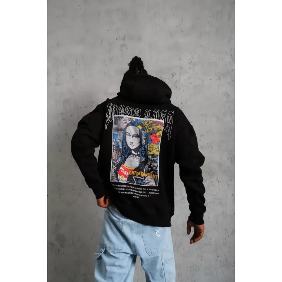 Erkek Baskılı Kapüşonlu Ve Kanguru Cepli Sweat - Siyah - 92719 Erkek Baskılı Kapüşonlu Ve Kanguru Cepli Sweat - Siyah - 92719