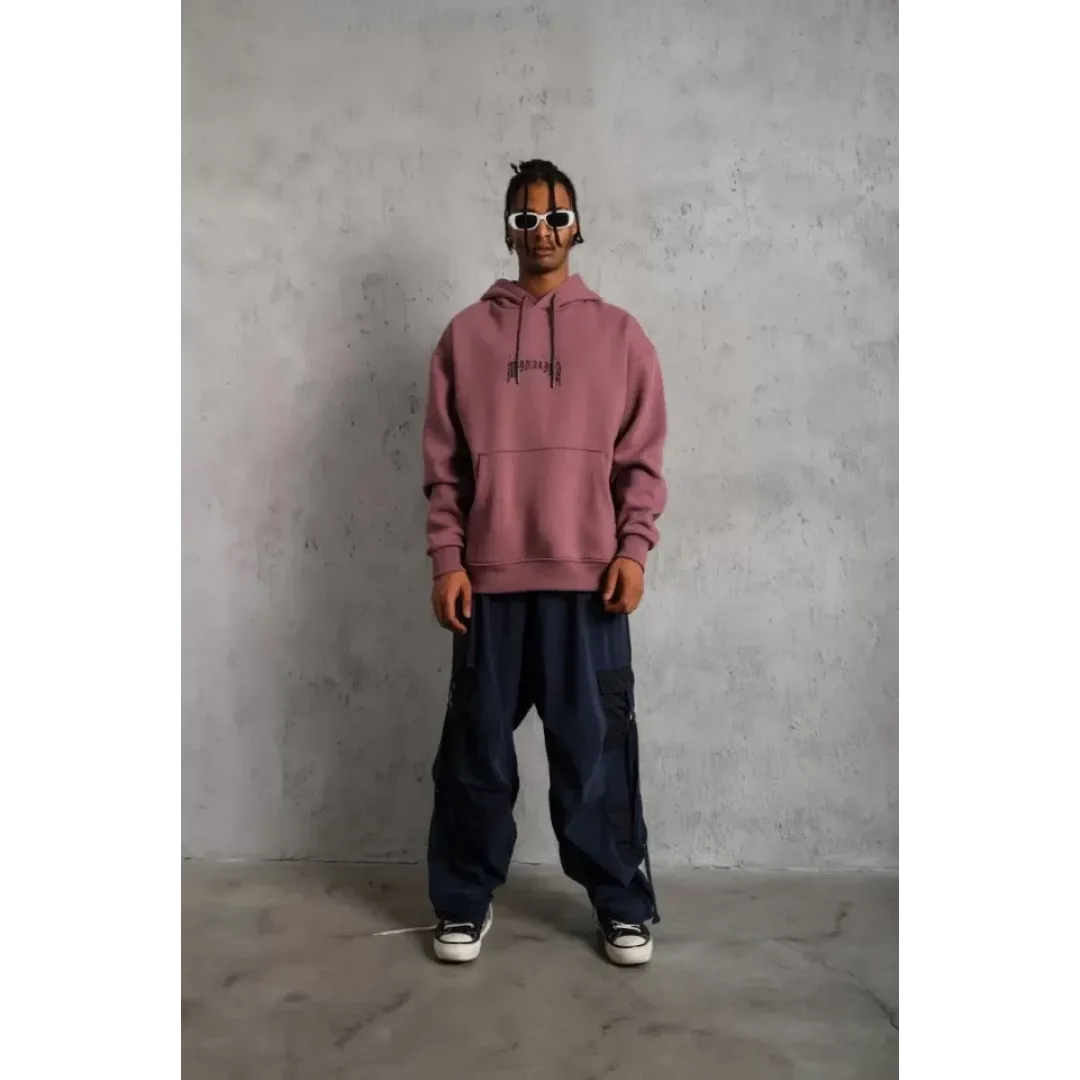 Erkek Baskılı Kapüşonlu Ve Kanguru Cepli Sweat - Gül Kurusu - 92720 Erkek Baskılı Kapüşonlu Ve Kanguru Cepli Sweat - Gül Kurusu - 92720