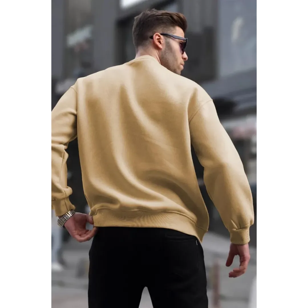 Erkek Düz Bisiklet Yaka Sweat - Bej - 92723 Erkek Düz Bisiklet Yaka Sweat - Bej - 92723
