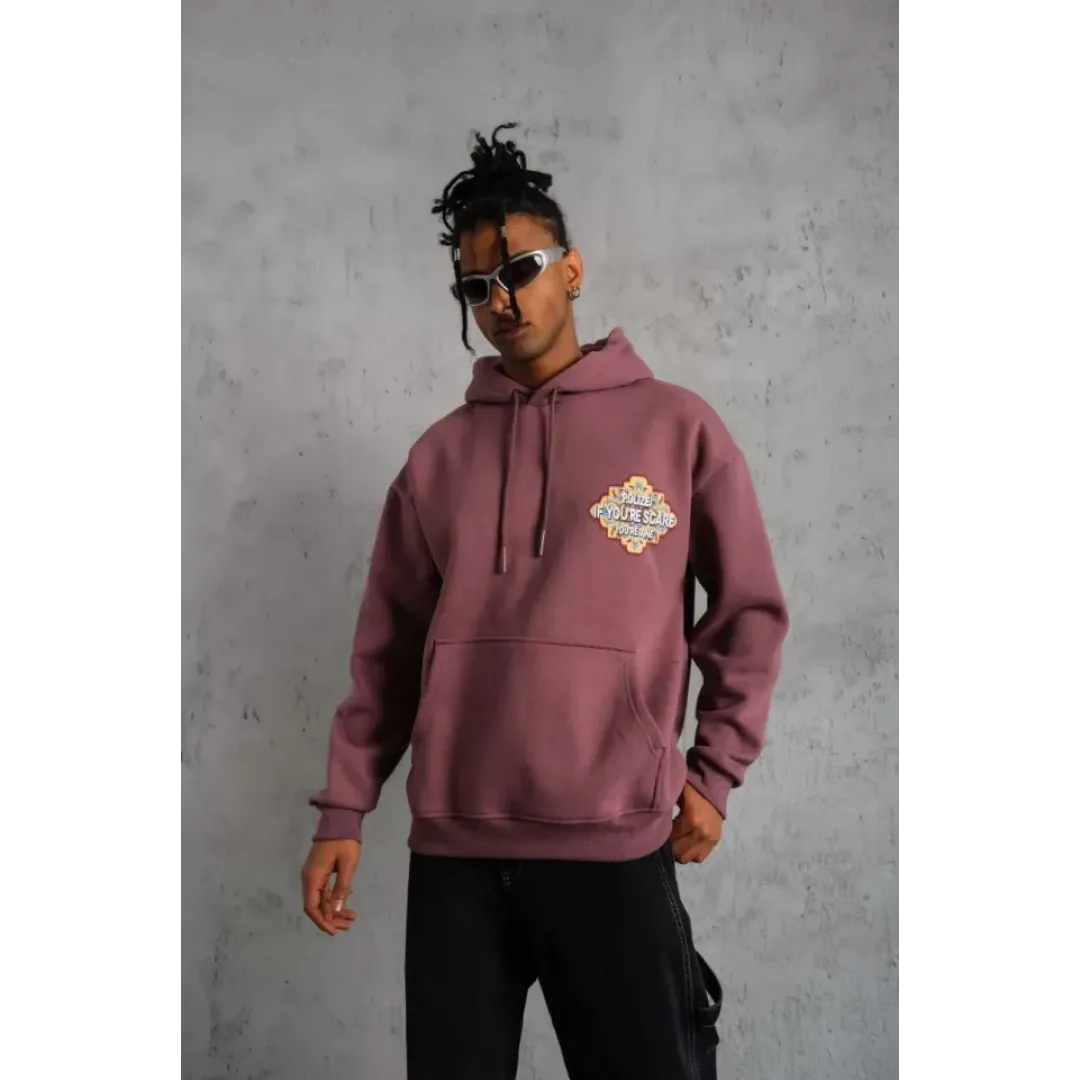 Erkek Kilim Desen Kapüşonlu Sweat - Gül Kurusu - 92724
