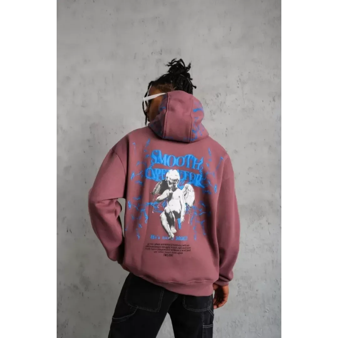 Erkek Yıldırım Baskılı Kapşonlu Sweat - Gül Kurusu - 92727 Erkek Yıldırım Baskılı Kapşonlu Sweat - Gül Kurusu - 92727