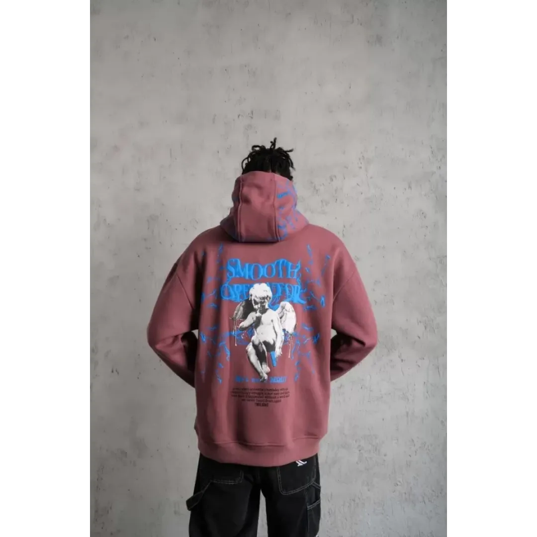Erkek Yıldırım Baskılı Kapşonlu Sweat - Gül Kurusu - 92727 Erkek Yıldırım Baskılı Kapşonlu Sweat - Gül Kurusu - 92727