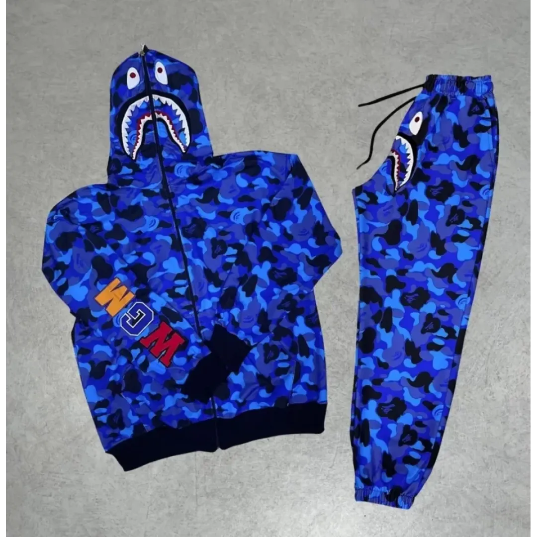 Erkek Nakış İşlemeli Bape Eşofman Takım - Mavi - 92742 Erkek Nakış İşlemeli Bape Eşofman Takım - Mavi - 92742
