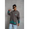 Erkek Üç İplik İçi Pamuklu Alev Baskılı Kapüşonlu Sweatshirt - Gri - 92756 Erkek Üç İplik İçi Pamuklu Alev Baskılı Kapüşonlu Sweatshirt - Gri - 92756
