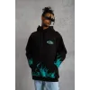 Erkek Üç İplik İçi Pamuklu Alev Baskılı Kapüşonlu Sweatshirt - Siyah - 92757 Erkek Üç İplik İçi Pamuklu Alev Baskılı Kapüşonlu Sweatshirt - Siyah - 92757