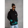 Erkek Üç İplik İçi Pamuklu Alev Baskılı Kapüşonlu Sweatshirt - Siyah - 92757 Erkek Üç İplik İçi Pamuklu Alev Baskılı Kapüşonlu Sweatshirt - Siyah - 92757