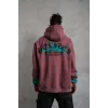 Erkek Üç İplik Içi Pamuklu Alev Baskılı Kapüşonlu Sweatshirt - Gül Kurusu - 92758 Erkek Üç İplik Içi Pamuklu Alev Baskılı Kapüşonlu Sweatshirt - Gül Kurusu - 92758
