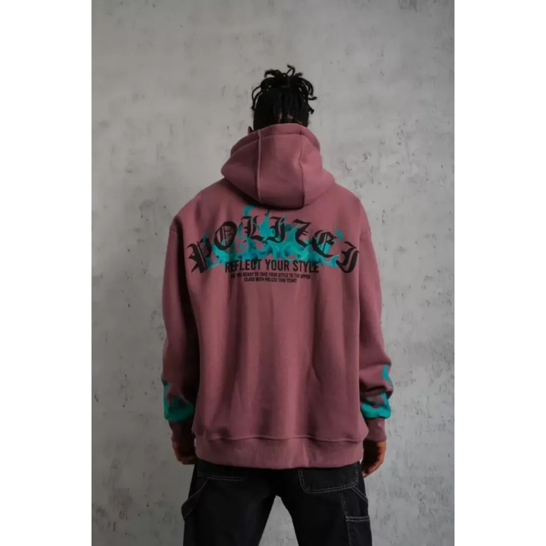 Erkek Üç İplik Içi Pamuklu Alev Baskılı Kapüşonlu Sweatshirt - Gül Kurusu - 92758 Erkek Üç İplik Içi Pamuklu Alev Baskılı Kapüşonlu Sweatshirt - Gül Kurusu - 92758