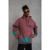 Erkek Üç İplik Içi Pamuklu Alev Baskılı Kapüşonlu Sweatshirt - Gül Kurusu - 92758 Erkek Üç İplik Içi Pamuklu Alev Baskılı Kapüşonlu Sweatshirt - Gül Kurusu - 92758