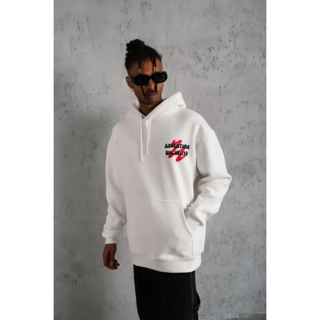 Erkek Şapkalı Güvercin Baskılı Kapşonlu Sweat - Beyaz - 92769 Erkek Şapkalı Güvercin Baskılı Kapşonlu Sweat - Beyaz - 92769