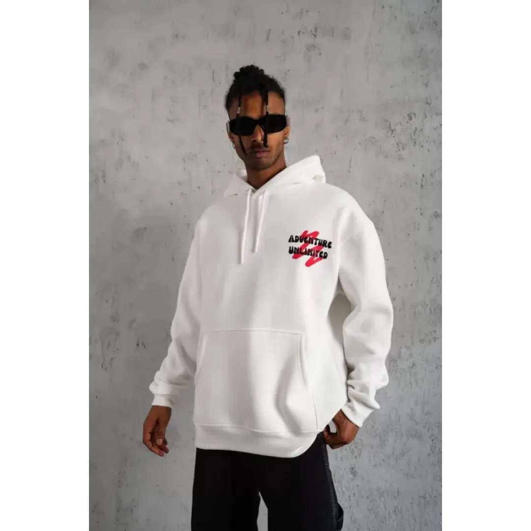 Erkek Şapkalı Güvercin Baskılı Kapşonlu Sweat - Beyaz - 92769 Erkek Şapkalı Güvercin Baskılı Kapşonlu Sweat - Beyaz - 92769