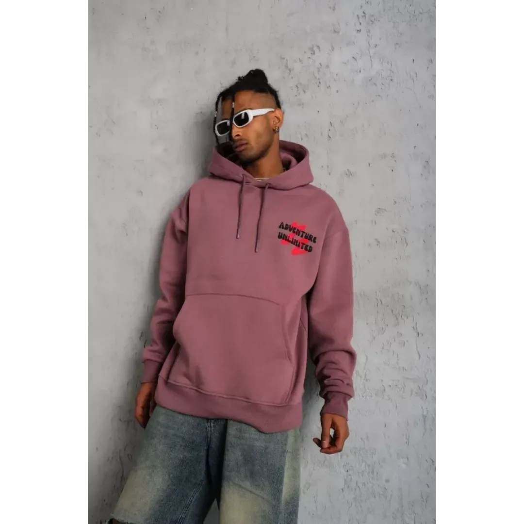 Erkek Şapkalı Güvercin Baskılı Kapşonlu Sweat - Gül Kurusu - 92771 Erkek Şapkalı Güvercin Baskılı Kapşonlu Sweat - Gül Kurusu - 92771