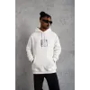 Erkek Ön Arka Baskılı Kapşonlu Sweat - Beyaz - 92781 Erkek Ön Arka Baskılı Kapşonlu Sweat - Beyaz - 92781
