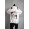 Erkek Ön Arka Baskılı Kapşonlu Sweat - Beyaz - 92781 Erkek Ön Arka Baskılı Kapşonlu Sweat - Beyaz - 92781