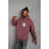 Erkek Ön Arka Baskılı Kapşonlu Sweat - Gül Kurusu - 92783 Erkek Ön Arka Baskılı Kapşonlu Sweat - Gül Kurusu - 92783