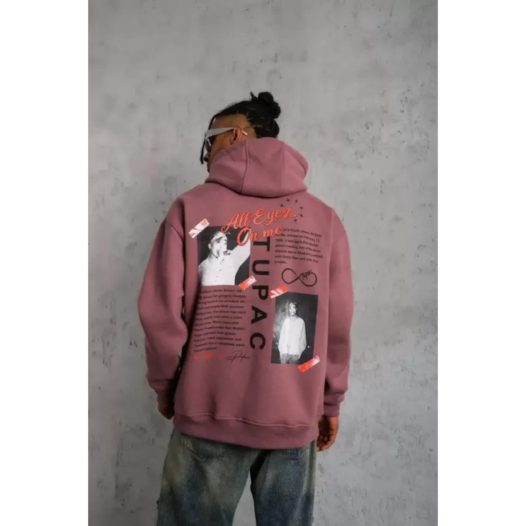 Erkek Ön Arka Baskılı Kapşonlu Sweat - Gül Kurusu - 92783 Erkek Ön Arka Baskılı Kapşonlu Sweat - Gül Kurusu - 92783