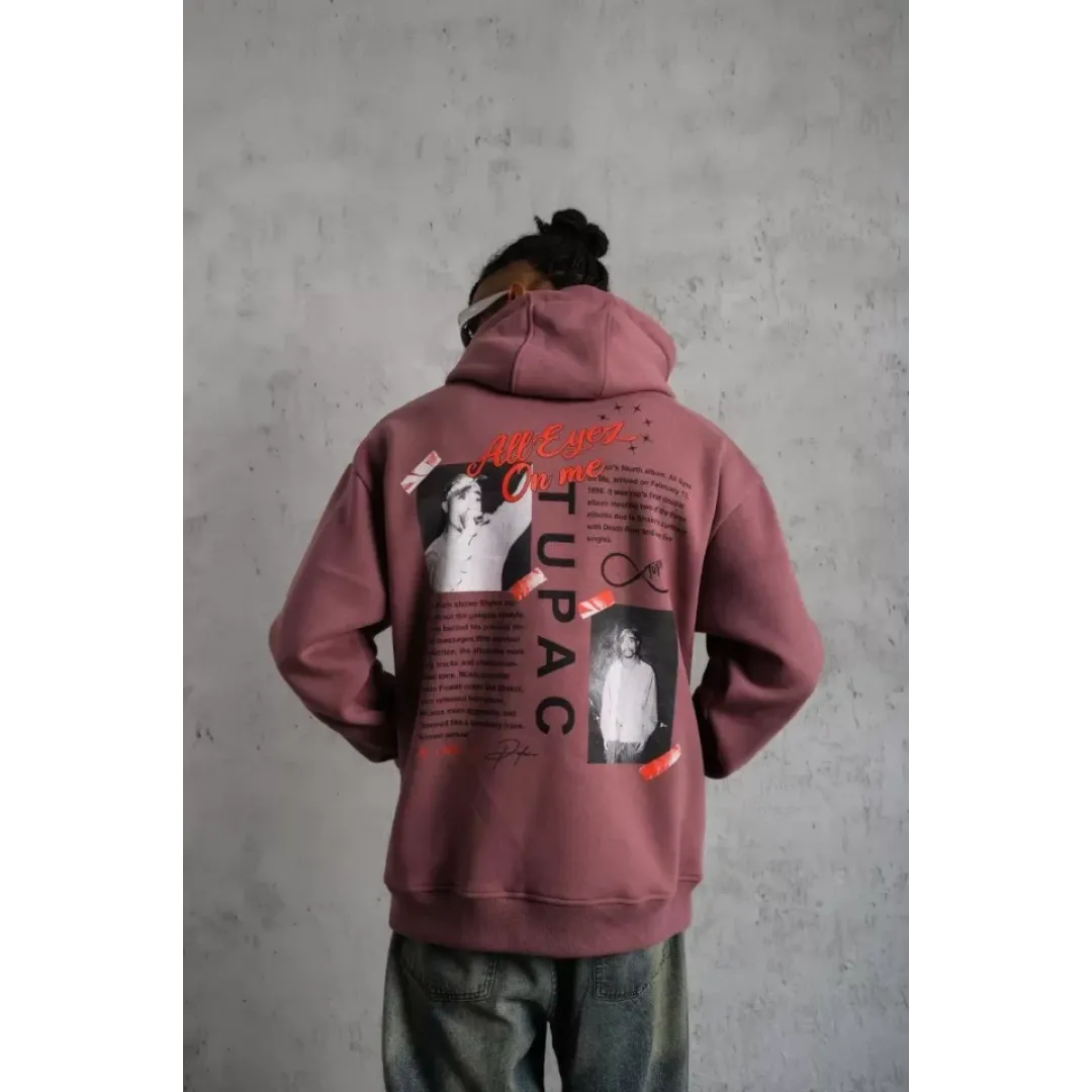 Erkek Ön Arka Baskılı Kapşonlu Sweat - Gül Kurusu - 92783 Erkek Ön Arka Baskılı Kapşonlu Sweat - Gül Kurusu - 92783