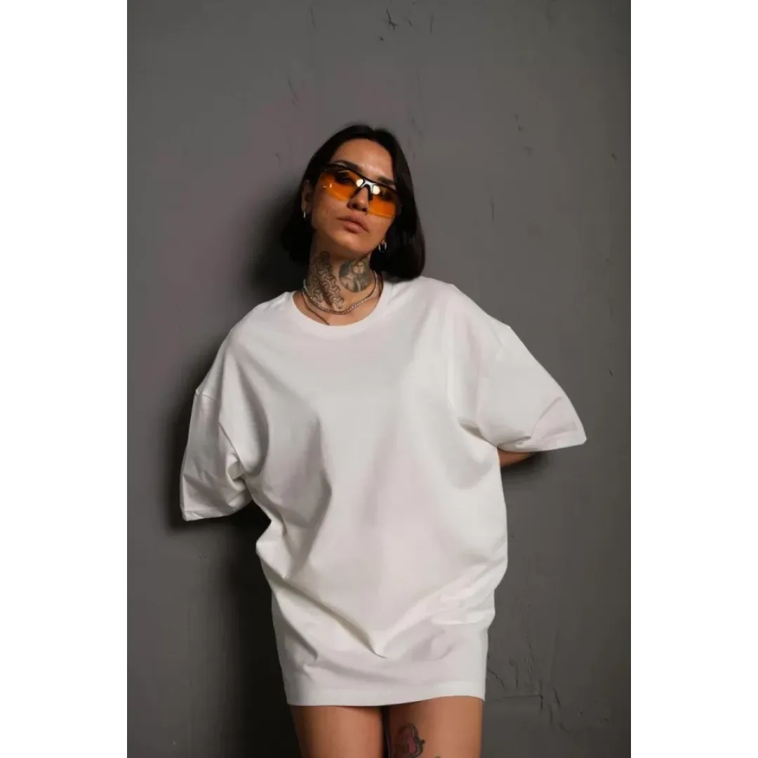 24/1 Düz A Kalite Oversize T-shirt - Beyaz - 92805 24/1 Düz A Kalite Oversize T-shirt - Beyaz - 92805