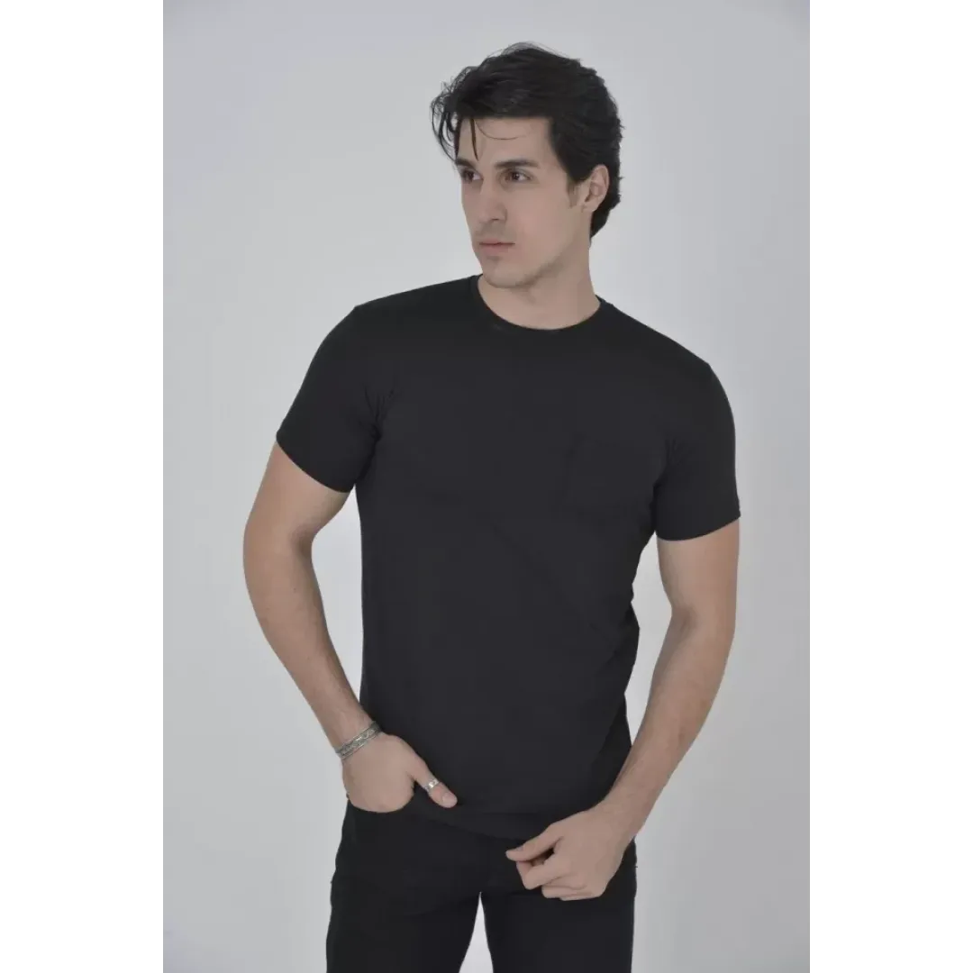 Erkek File Cepli Slim Fit T-shirt - Siyah - 92821 Erkek File Cepli Slim Fit T-shirt - Siyah - 92821