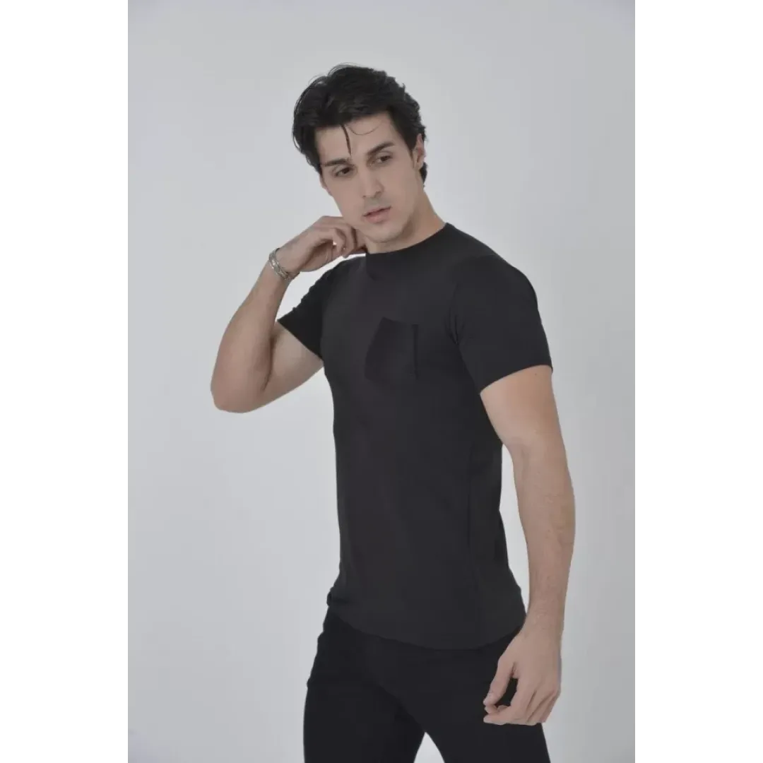 Erkek File Cepli Slim Fit T-shirt - Siyah - 92821 Erkek File Cepli Slim Fit T-shirt - Siyah - 92821