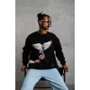 Erkek Güvercin Baskılı Sweatshirt - Siyah - 92827 Erkek Güvercin Baskılı Sweatshirt - Siyah - 92827