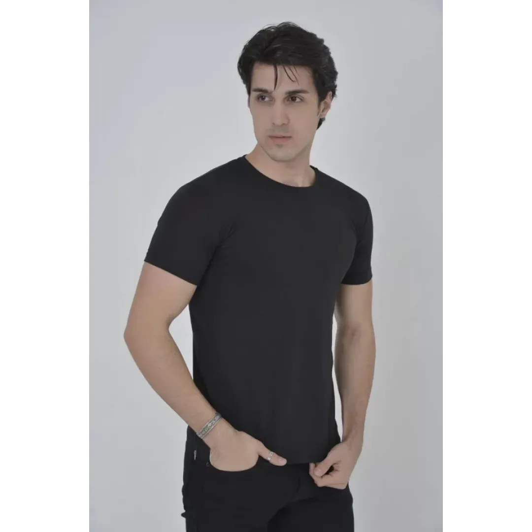 Erkek Yandan Fermuarli Slim Fit T-shirt - Siyah - 92832 Erkek Yandan Fermuarli Slim Fit T-shirt - Siyah - 92832