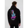 Erkek Baskılı Üç İplik Kapüşonlu Oversize Sweatshirt - Siyah - 92848 Erkek Baskılı Üç İplik Kapüşonlu Oversize Sweatshirt - Siyah - 92848