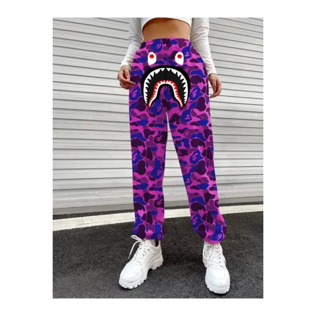 Bape Shark Dijital Baskılı Eşofman Altı - Mor - 92857 Bape Shark Dijital Baskılı Eşofman Altı - Mor - 92857