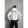 Erkek Baskılı Kapşonlu Sweat - Beyaz - 92983