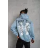 Erkek Baskılı Kapşonlu Sweat - Mavi - 92984 Erkek Baskılı Kapşonlu Sweat - Mavi - 92984