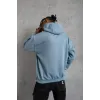 Erkek Armalı Baskılı Kapüşonlu Sweatshirt - Mavi - 92990 Erkek Armalı Baskılı Kapüşonlu Sweatshirt - Mavi - 92990